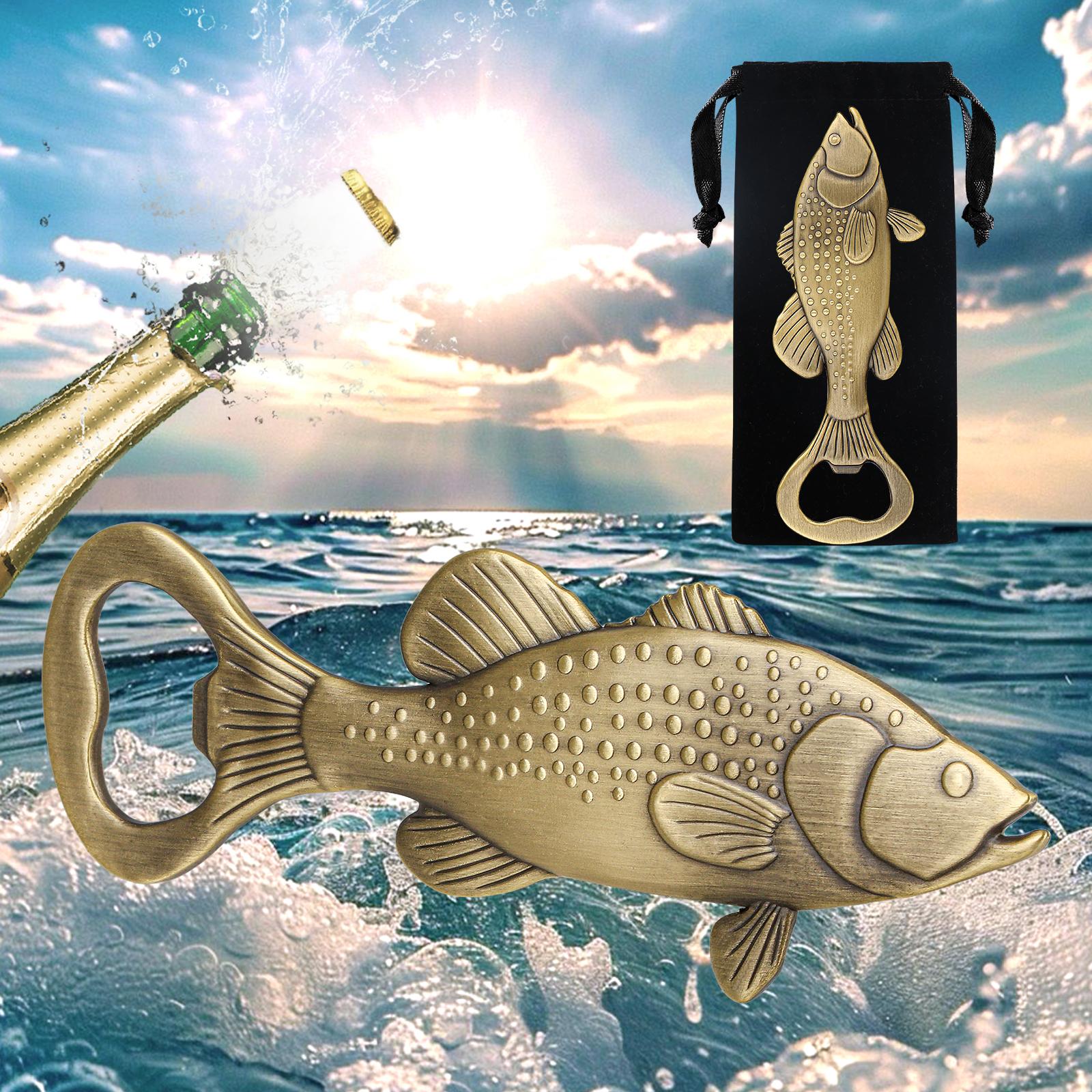 Creative Sea Bass Bottle Opener With Velvet Bag , Exclusive Gift For Fishing Enthusiasts, Bar Tool
