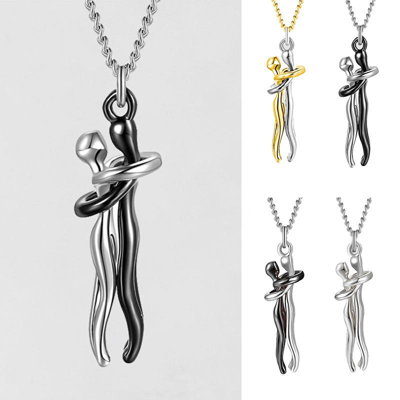 Love Hug Necklace Unisex Men Women Couple Jewelry Simple Temperament Clavicle Chain Valentines Day